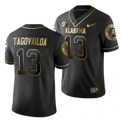 Men's Alabama Crimson Tide #13 Tua Tagovailoa 2019 Black Golden Edition NCAA Limited College Football Jersey 2403WLUW6